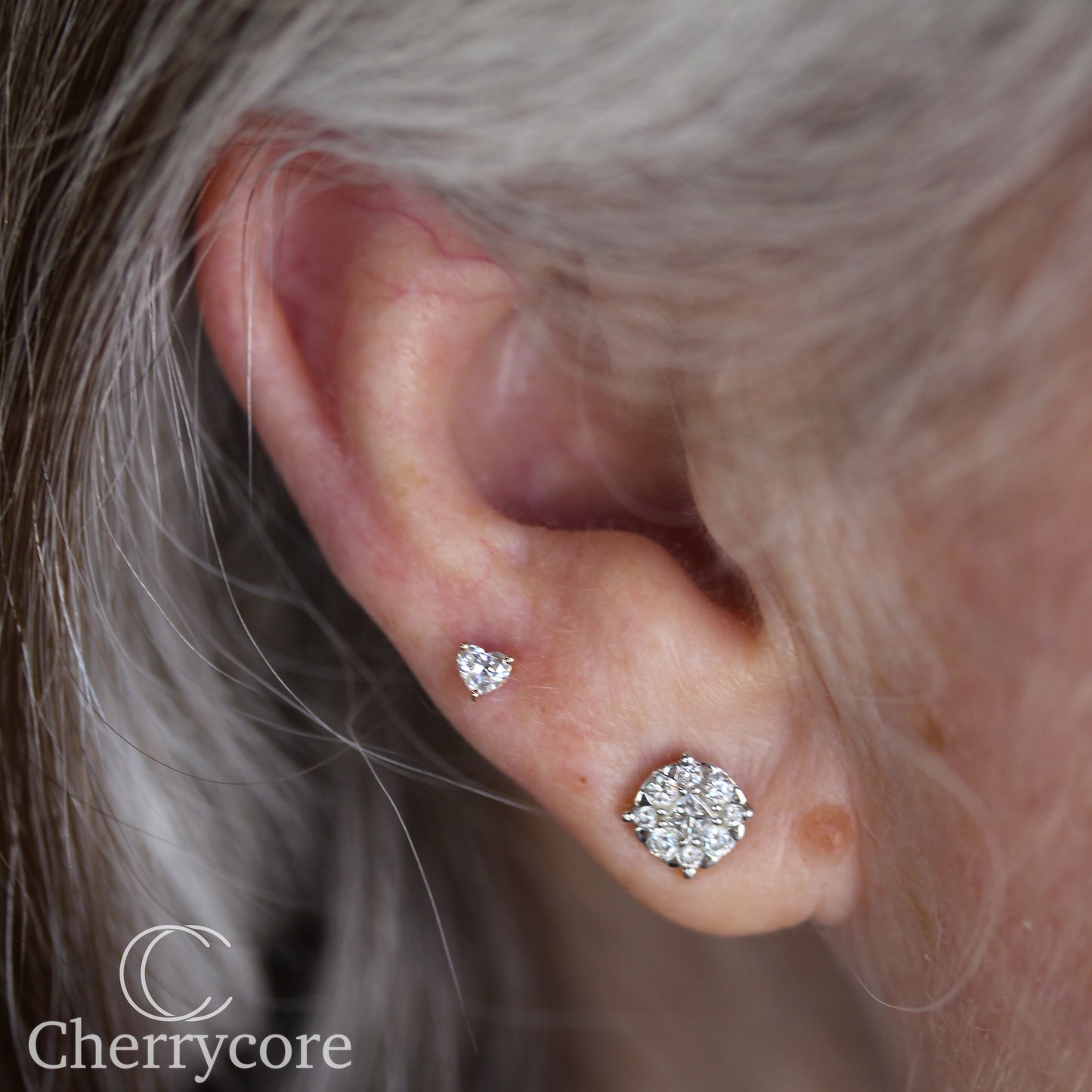 14k Prong Set Lab Diamond Heart- Threadless Attachment