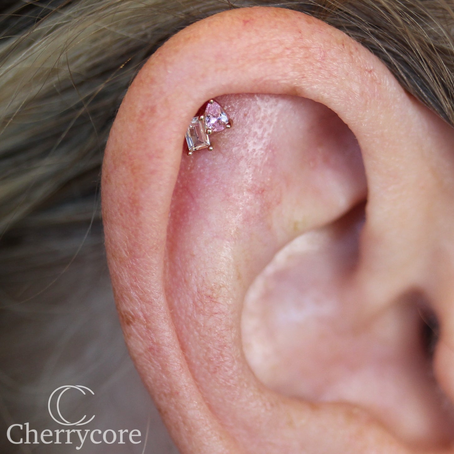 14k- Aurelle- Pink CZ -Threadless attachment