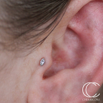 Laser Marquise- 14KT Gold Threadless attachment