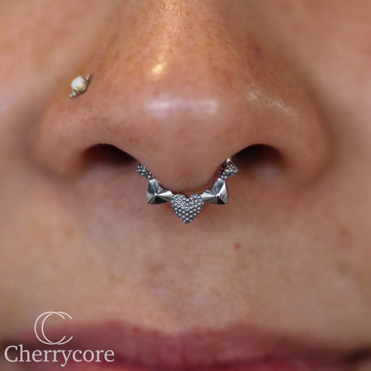 Textured Heart-Titanium Hinge Ring