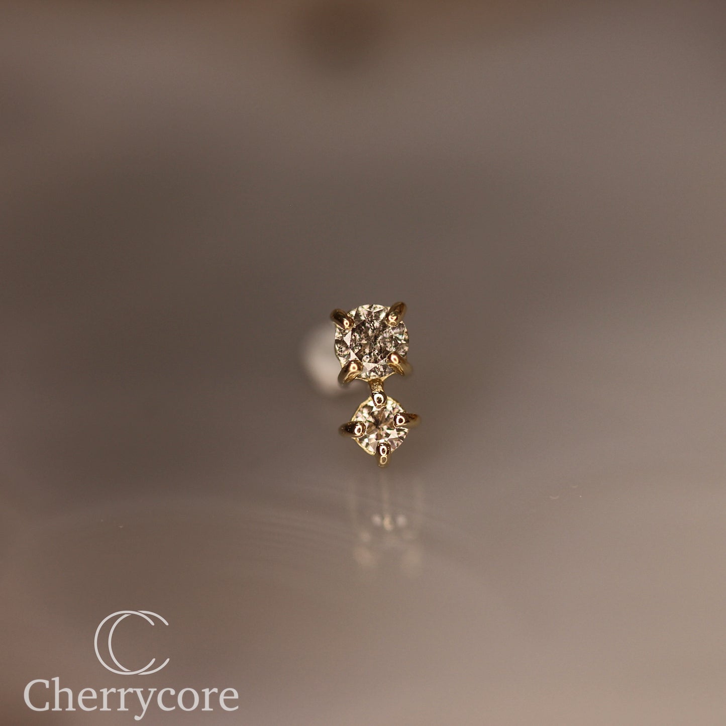 Bebe - Genuine Salt & Pepper Diamond- 14k Yellow  Gold Threadless Attachment