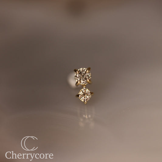 Bebe - Genuine Salt & Pepper Diamond- 14k Yellow  Gold Threadless Attachment