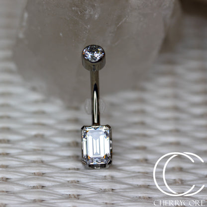 Titanium Emerald Cut Navel Curve