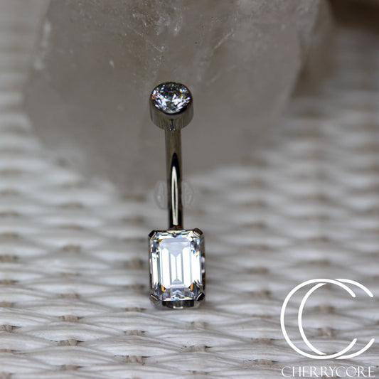 Titanium Emerald Cut Navel Curve