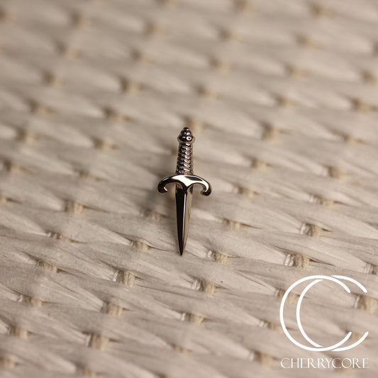 Dagger- 14k White Gold- Threadless Attachment