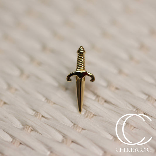 Dagger- 14k Yellow Gold- Threadless Attachment