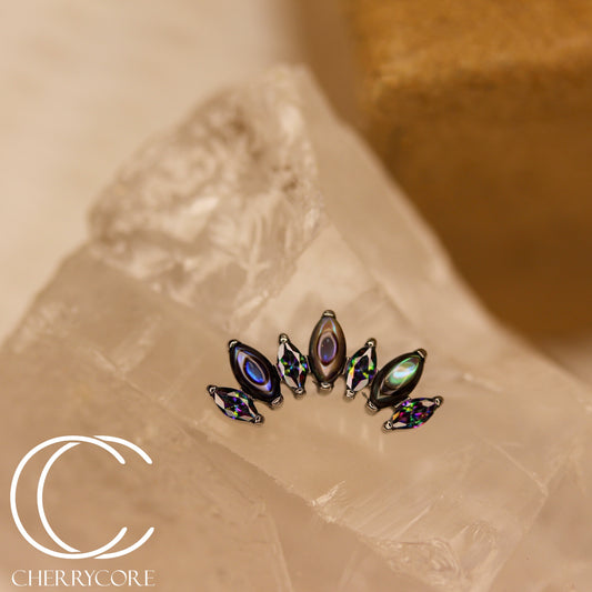 Natural Abalone Shell & Paradise Shine CZ Marquise Arc- Threaded attachment