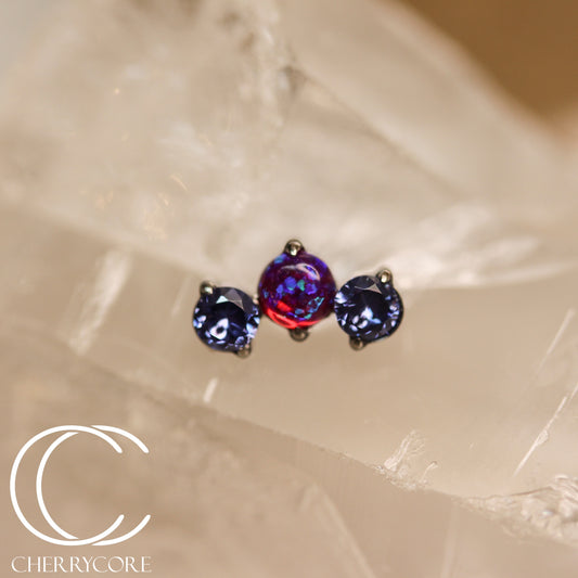 Prong Set Tanzanite CZ & Purple Opal Mini Arc -  Titanium Threaded attachment