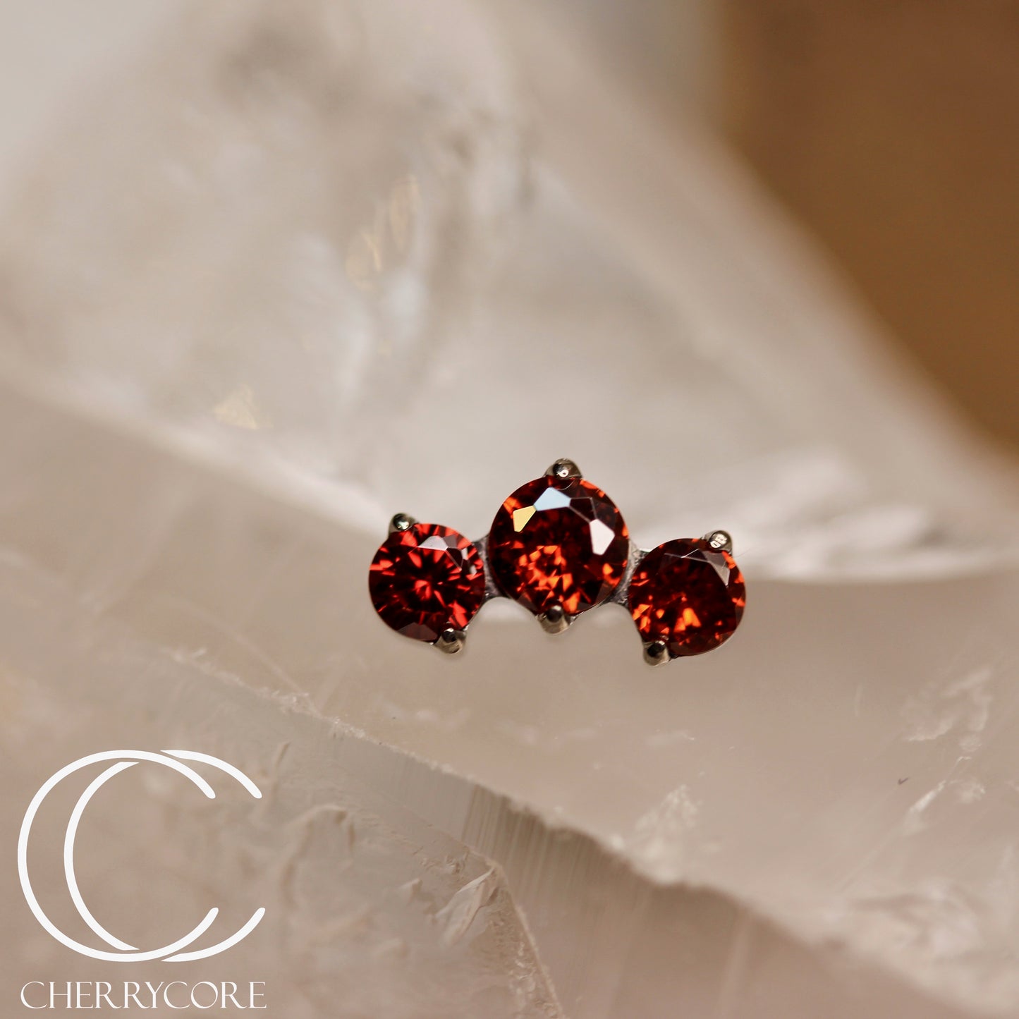 Prong Set Garnet Cz Mini Arc -  Titanium Threaded attachment