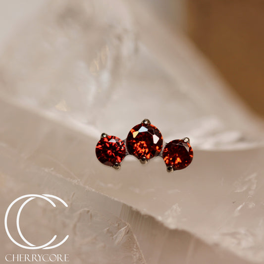 Prong Set Garnet Cz Mini Arc -  Titanium Threaded attachment