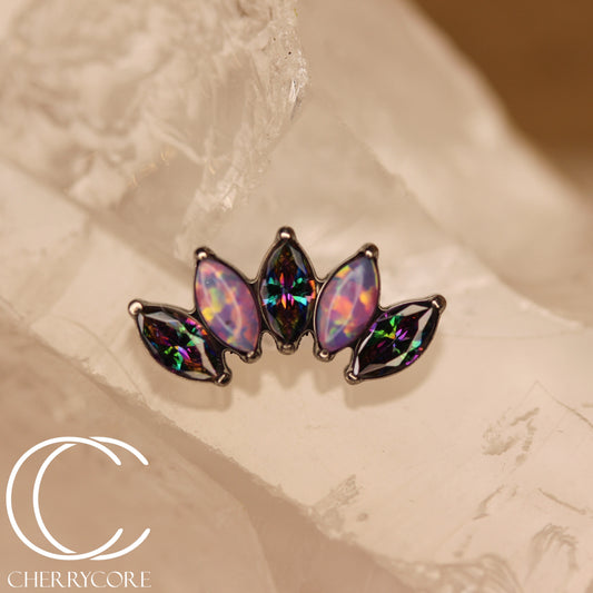 Lilac Opal & Paradise Shine CZ 5 Gem Marquise Fan- Threaded attachment (Copy)