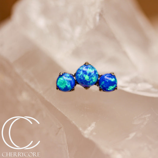 Prong Set Capri Blue Opal Mini Arc -  Titanium Threaded attachment