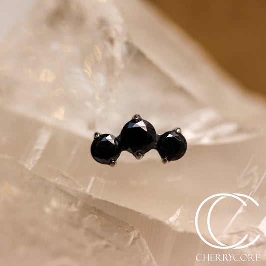 Prong Set Black Cz Mini Arc -  Titanium Threaded attachment