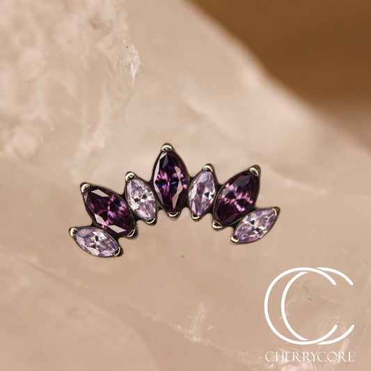 Alternating Marquise Amethyst & Lavender CZ Arc- Threaded attachment