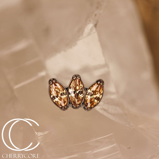Mini Marquise Fan Champagne CZ - Titanium Threaded Attachment