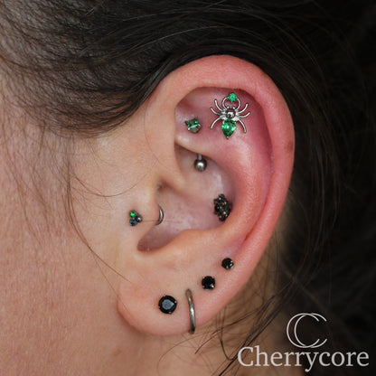 Spider- Emerald CZ- Threaded attachment