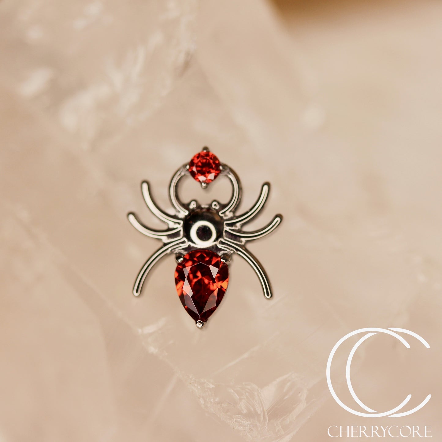 Spider- Garnet CZ- Threaded attachment