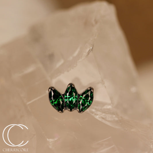 Mini Marquise Fan -Emerald CZ - Titanium Threaded Attachment