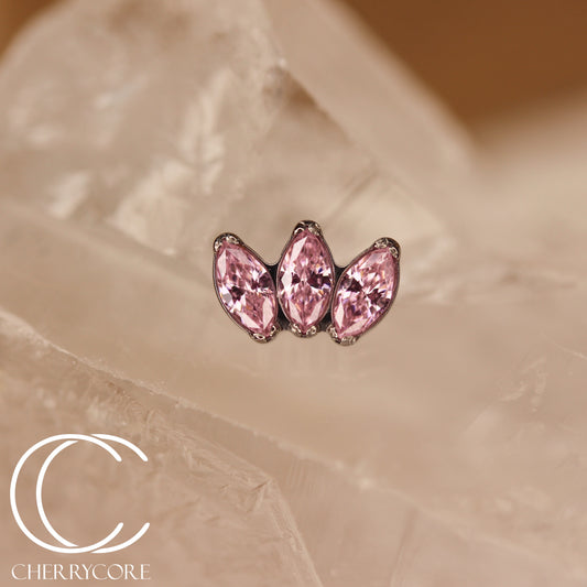 Mini Marquise Fan Pink CZ - Titanium Threaded Attachment