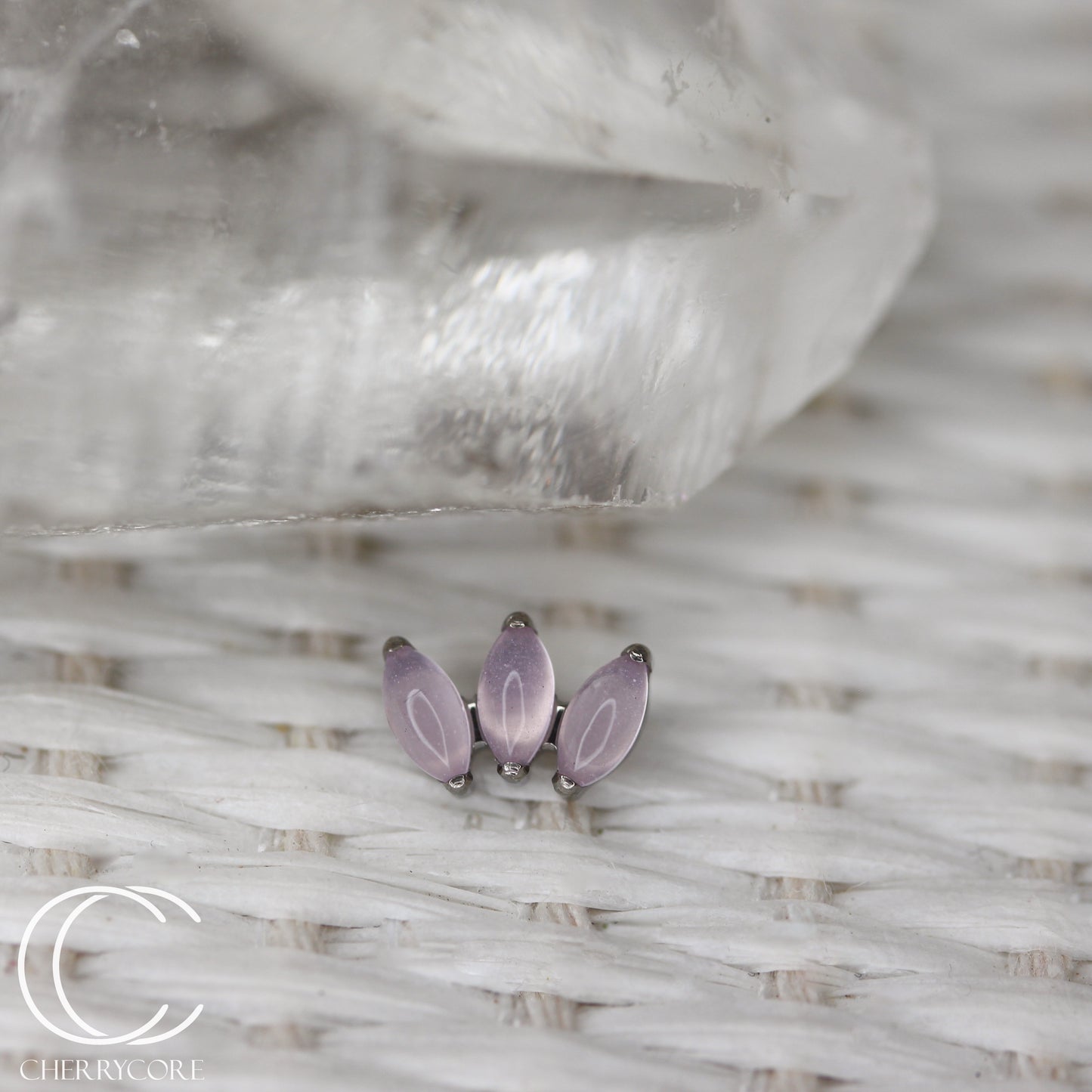 Mini Marquise Fan -Rose Quartz - Titanium Threaded Attachment