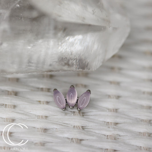Mini Marquise Fan -Rose Quartz - Titanium Threaded Attachment