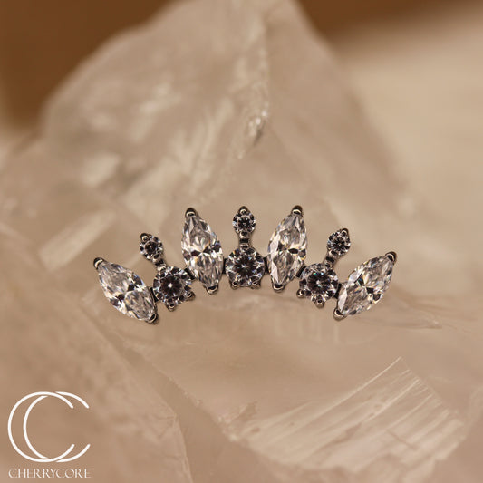 Alternating Marquise & Brilliant Cut Arc -CZ- Threaded attachment