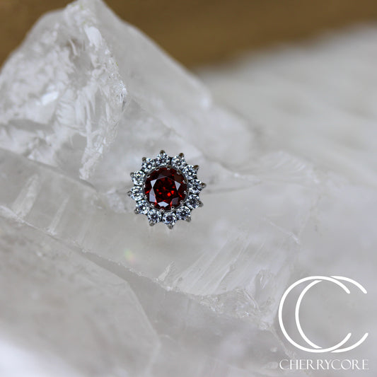 Large Garnet CZ & CZ  - Titanium Threaded attachment