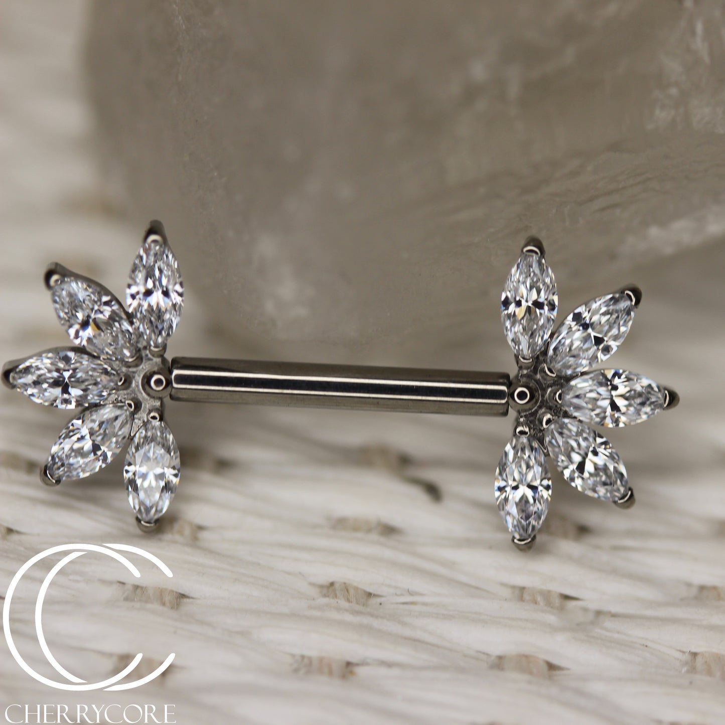 Side Set Marquise Fan- Titanium Threadless Barbel