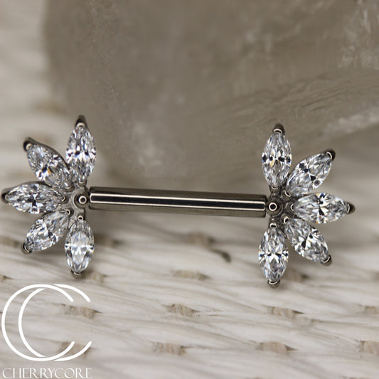 Marquise Fan- Side Set - Titanium Threadless Barbel