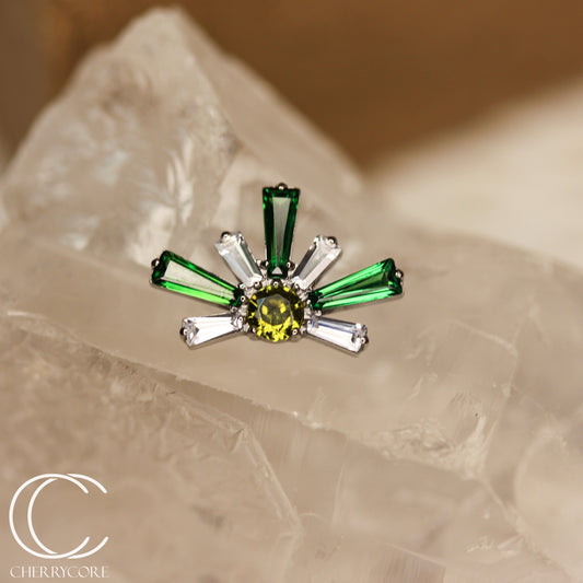Super Nova- Emerald  & Citrine CZ- Titanium Threaded attachment