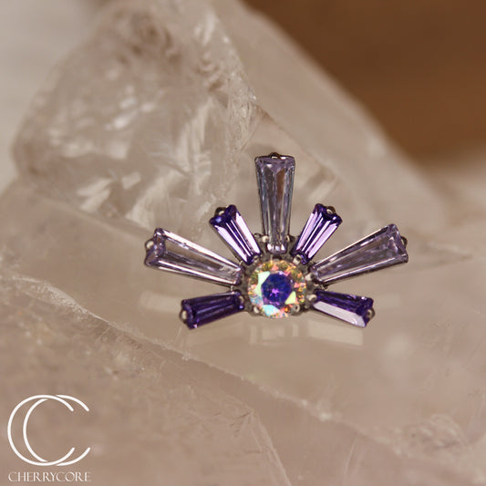 Super Nova- Amethyst  &  Lilac CZ- Titanium Threaded attachment