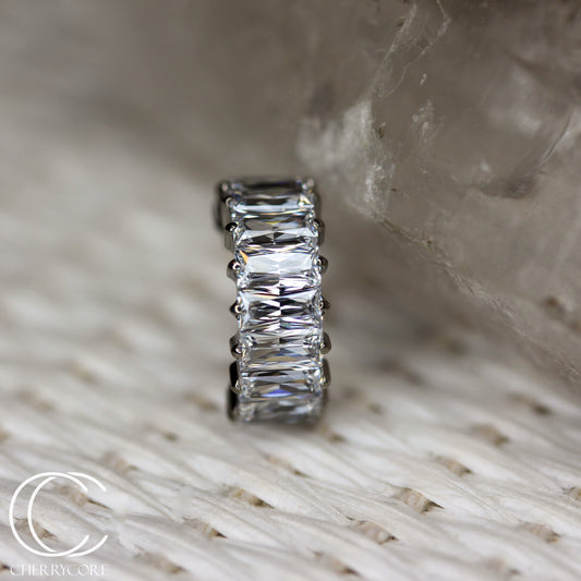 Titanium Baguette Cut Gem Channel Hinge Ring