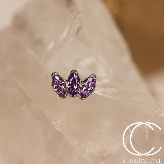 Mini Marquise Fan -Amethyst CZ - Titanium Threaded Attachment