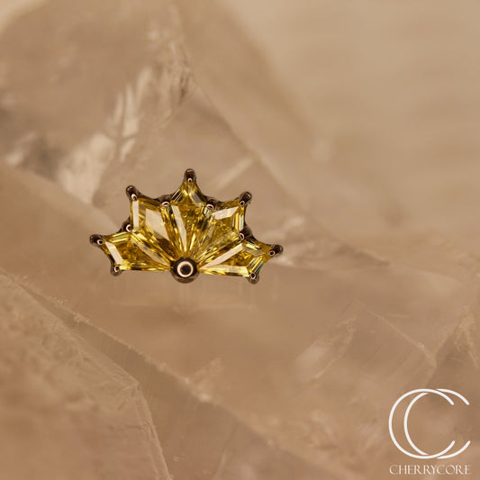 Kite Fan- Titanium-Citrine CZ- Threaded attachment