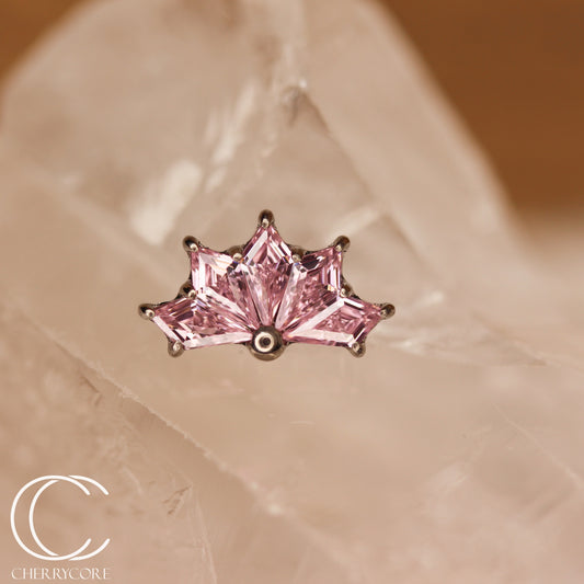 Kite Fan-Titanium-Pink CZ- Threaded attachment
