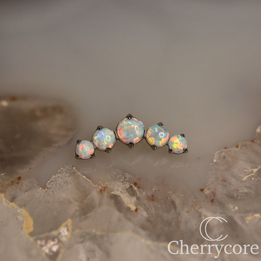 Prong Set White Opal Arc-  Titanium Threaded attachment