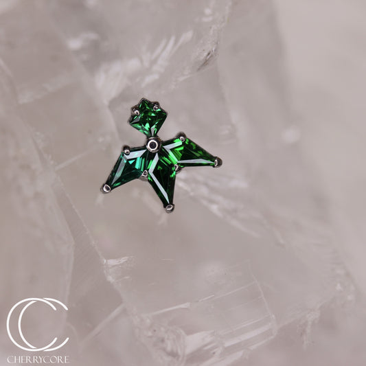 Lyra - Emerald CZ- Titanium Threaded attachment