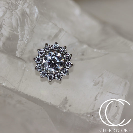 Large  CZ Flower  - Titanium Threaded attachment
