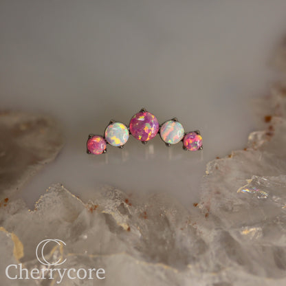 Prong Set Bubblegum Opal & White Opal Arc-  Titanium Threaded attachment