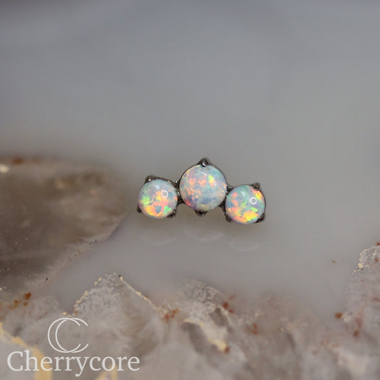 Prong Set White Opal Mini Arc -  Titanium Threaded attachment