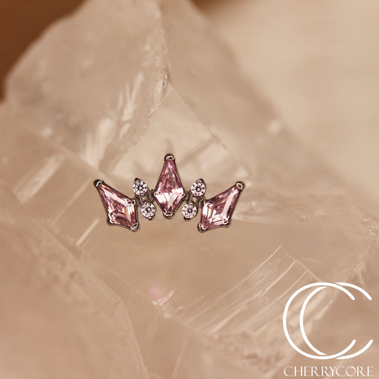 Empress Arc- Pink CZ & CZ- Threaded attachment