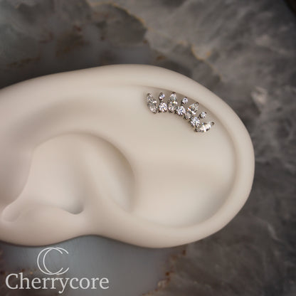 Alternating Marquise & Brilliant Cut Arc -CZ- Threaded attachment