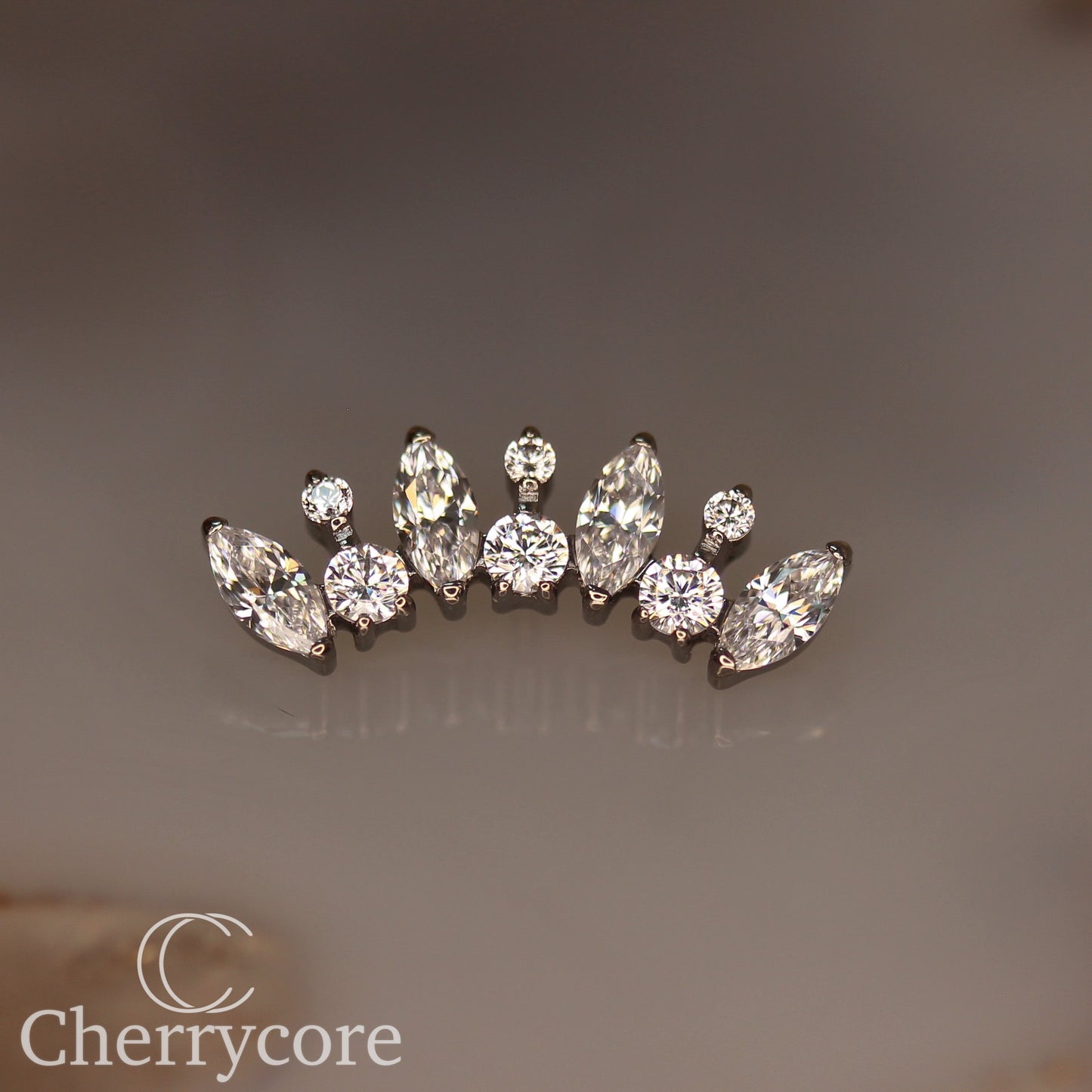 Alternating Marquise & Brilliant Cut Arc -CZ- Threaded attachment