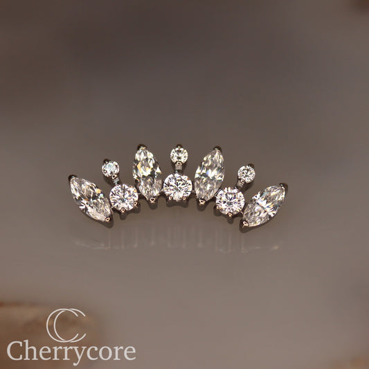 Alternating Marquise & Brilliant Cut Arc -CZ- Threaded attachment