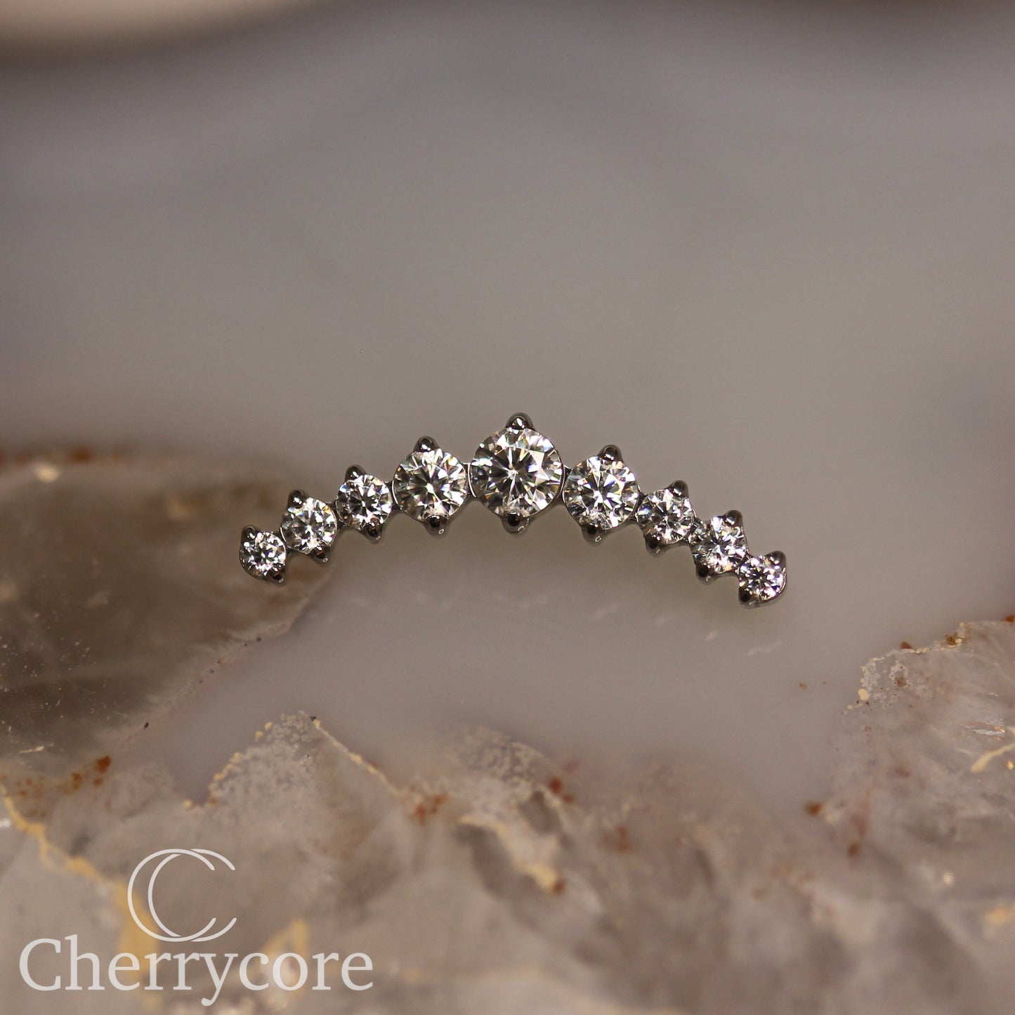 Prong Set CZ 9 Gem Arc- Threaded attachment