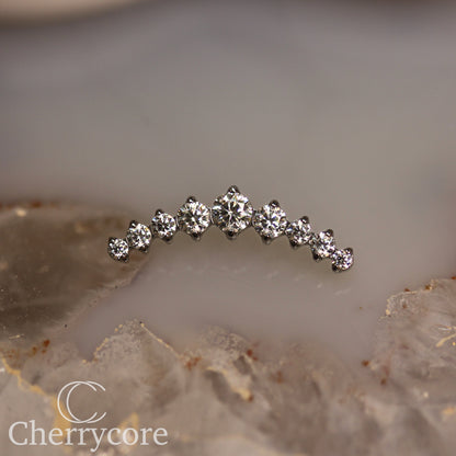 Prong Set CZ 9 Gem Arc- Threaded attachment