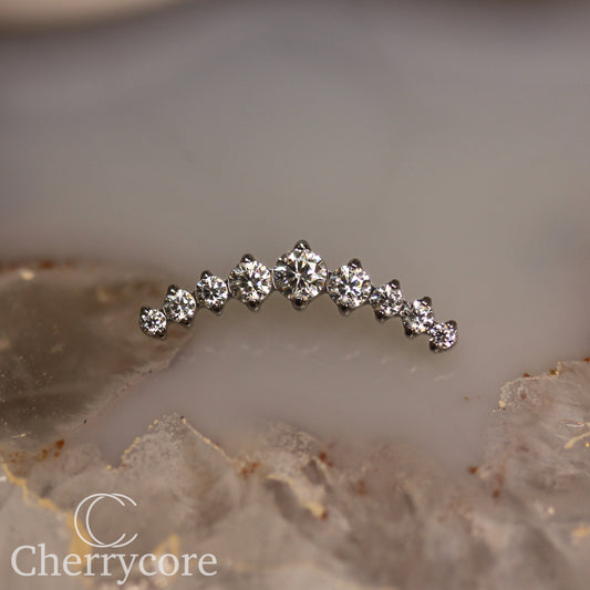 Prong Set CZ 9 Gem Arc- Threaded attachment