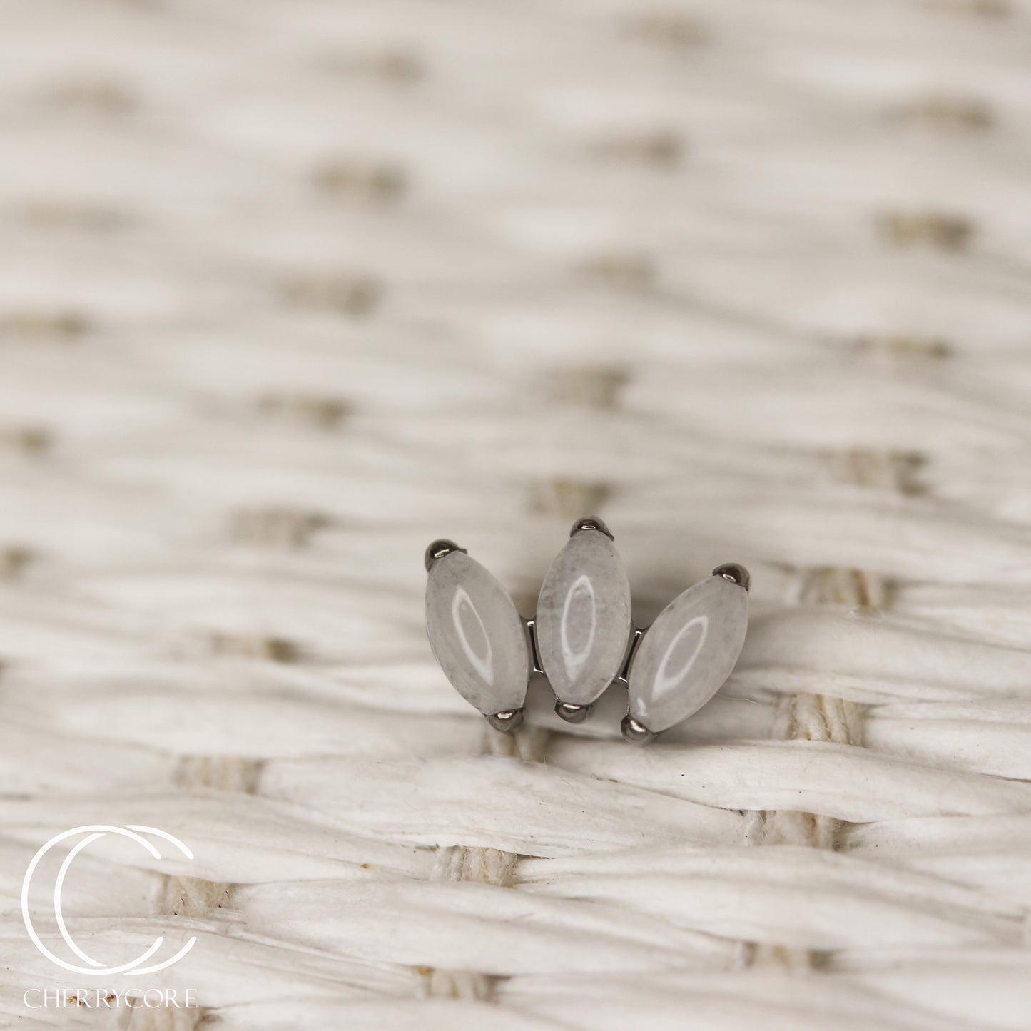Mini Marquise Fan -White Jade - Titanium Threaded Attachment