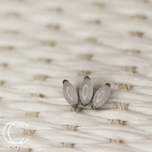 Mini Marquise Fan -White Jade - Titanium Threaded Attachment