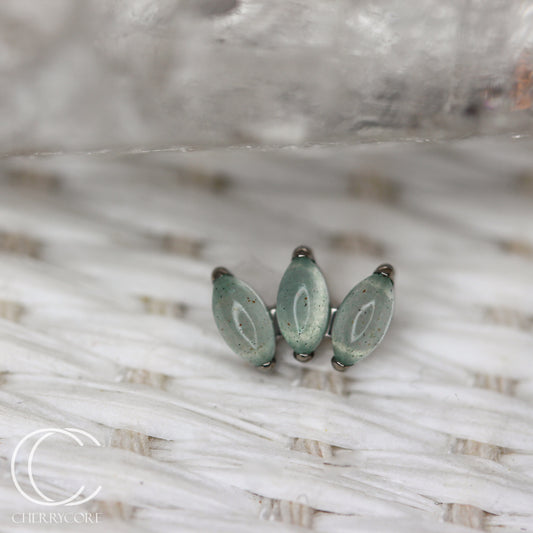 Mini Marquise Fan -Green Aventurine - Titanium Threaded Attachment